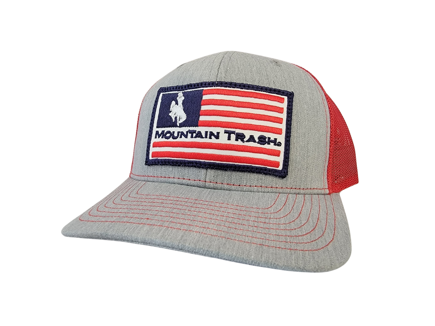 Flag Patch - Heather Grey / Red