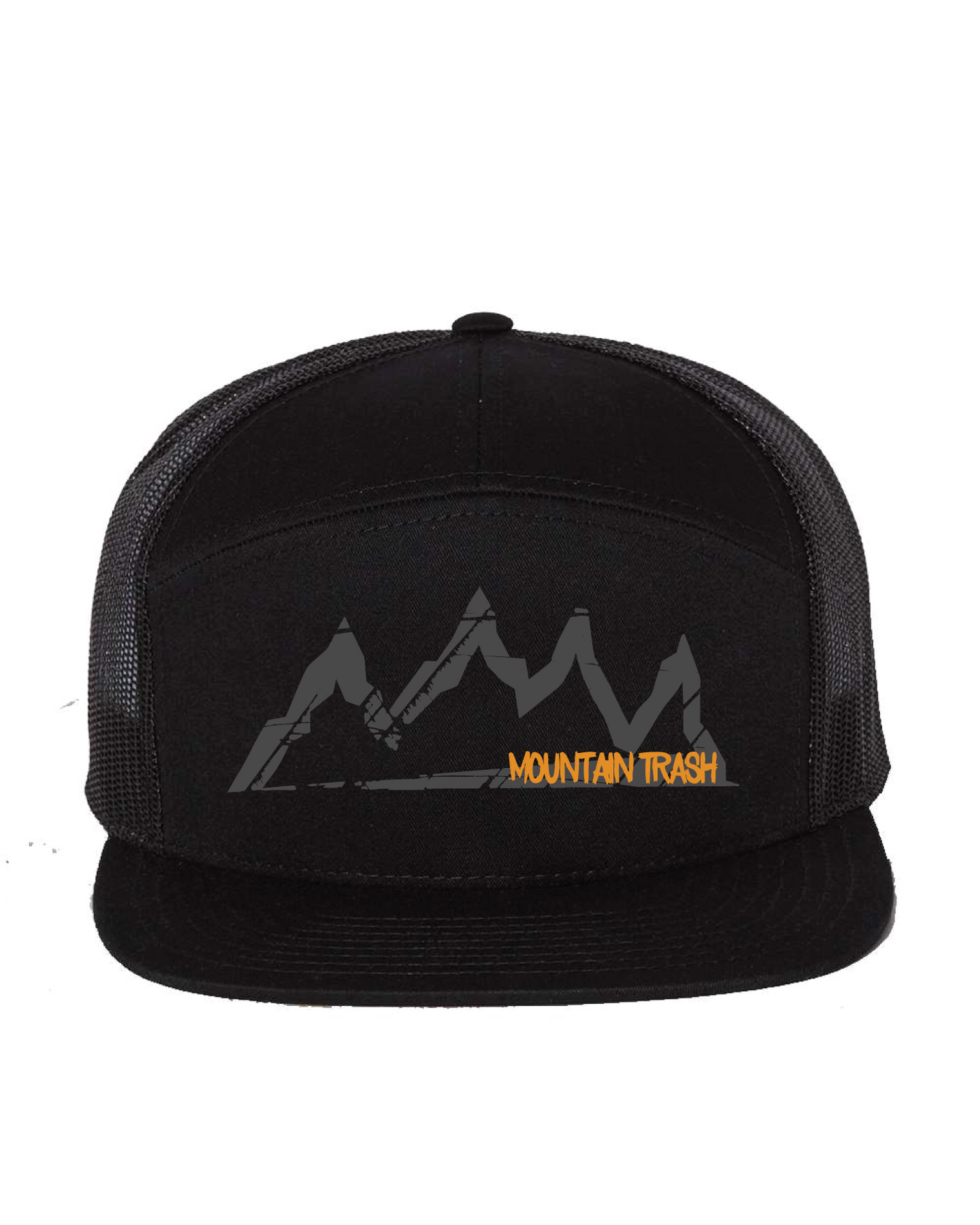 Printed 4 Peaks - 7 Panel Black Snapback