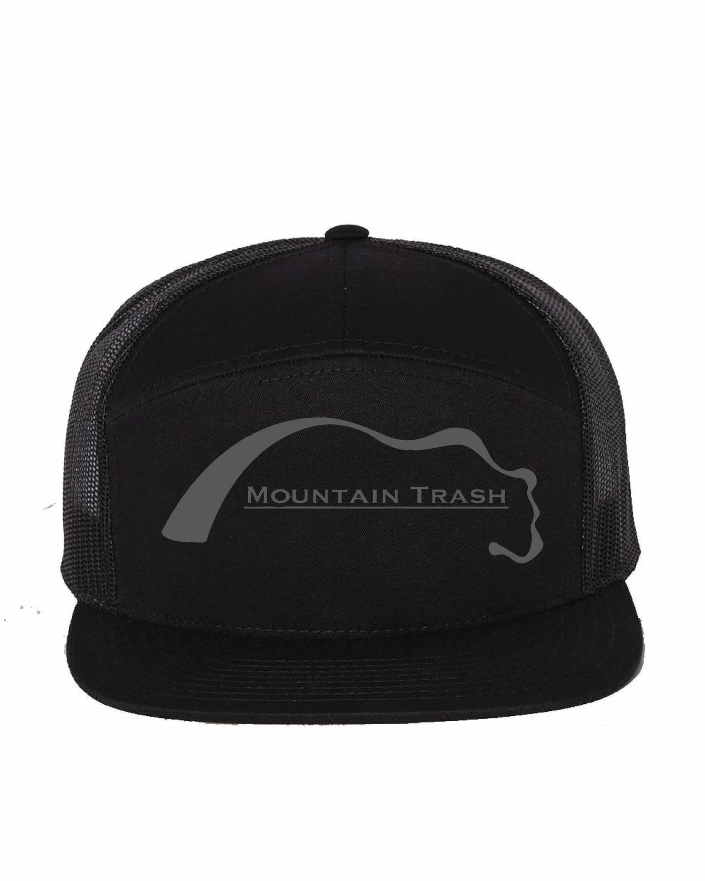 Printed Bear Text - 7 Panel Black Snapback