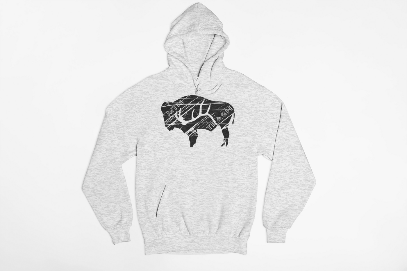 Bison w/ Text Design - Heather Ash Sweatshirt