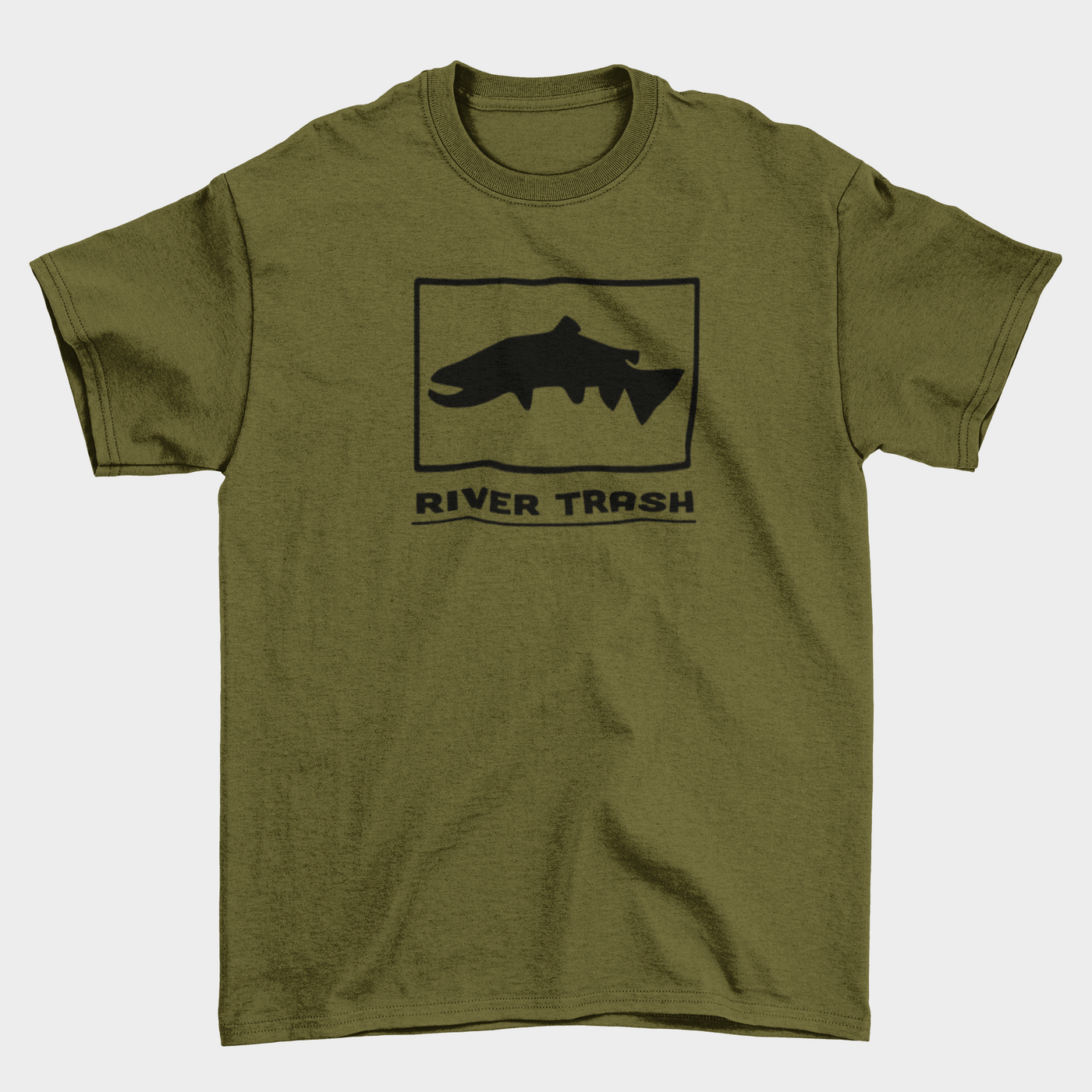 River Trash Trout T-shirt - Military Green